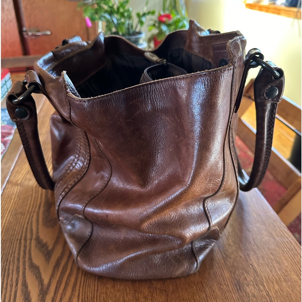 Vintage Frye genuine soft leather large women’s tote.